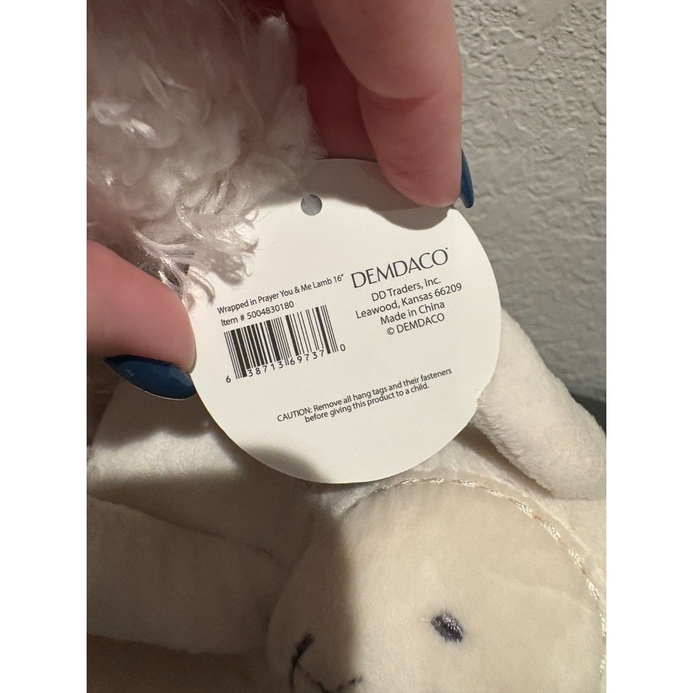 NWT DEMDACO "Wrapped in Prayer" You & Me Lamb Plush Baby Stuffed Animal 16" - Picture 5 of 12
